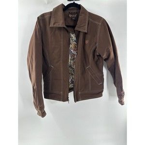 Womens Ariat Insulated Floral Lined Bomber Jacket Medium Brown Western